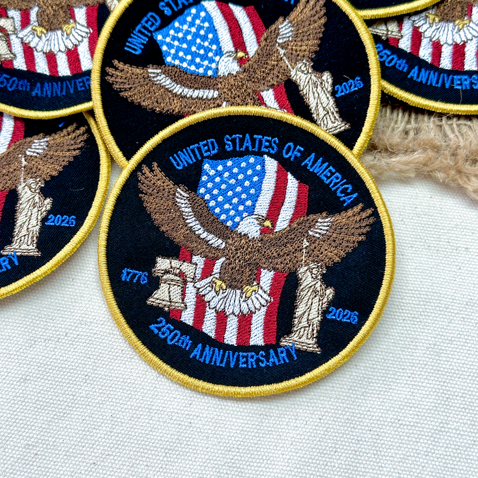 USA 250th Anniversary Patch – American Eagle & Liberty Design Full Embroidered 1776–2026 Emblem