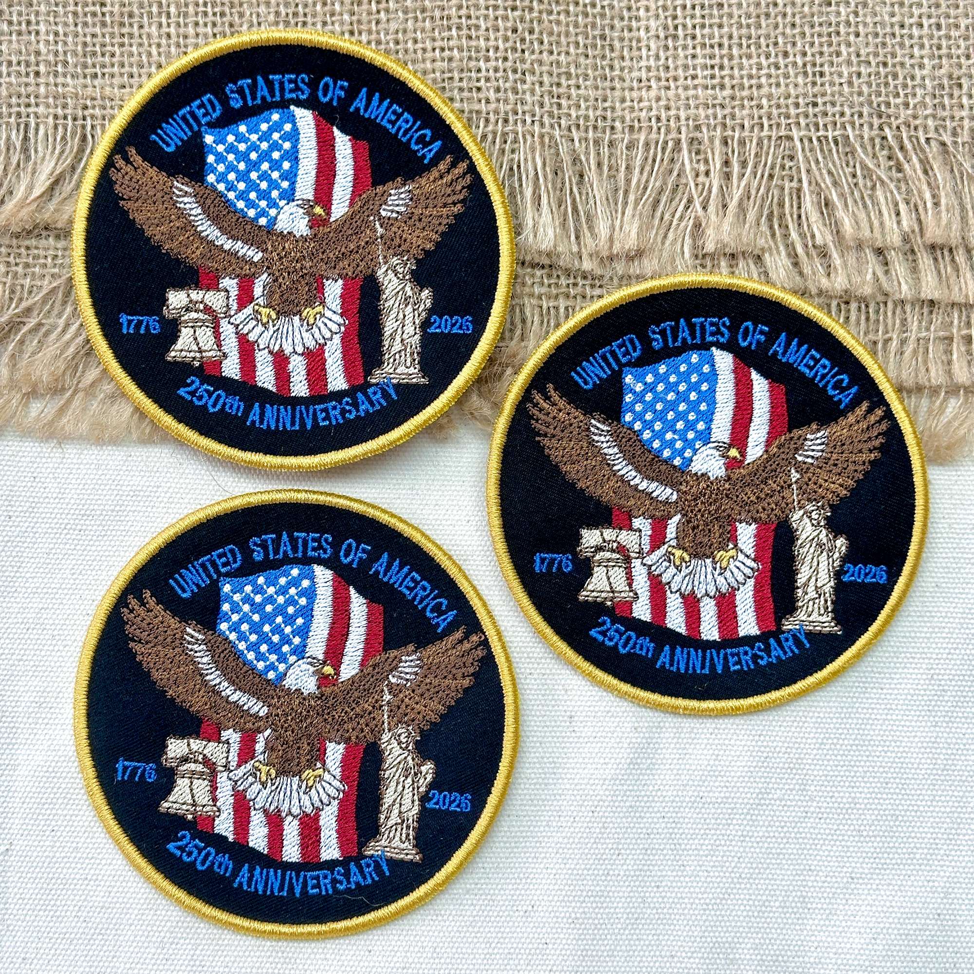 USA 250th Anniversary Patch – American Eagle & Liberty Design Full Embroidered 1776–2026 Emblem