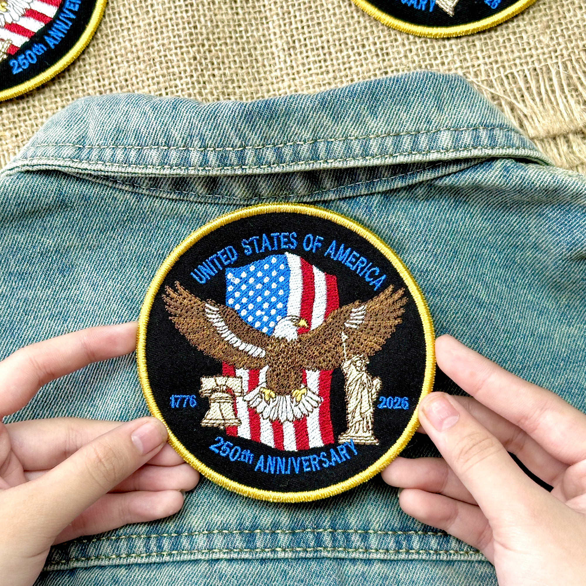 USA 250th Anniversary Patch – American Eagle & Liberty Design Full Embroidered 1776–2026 Emblem