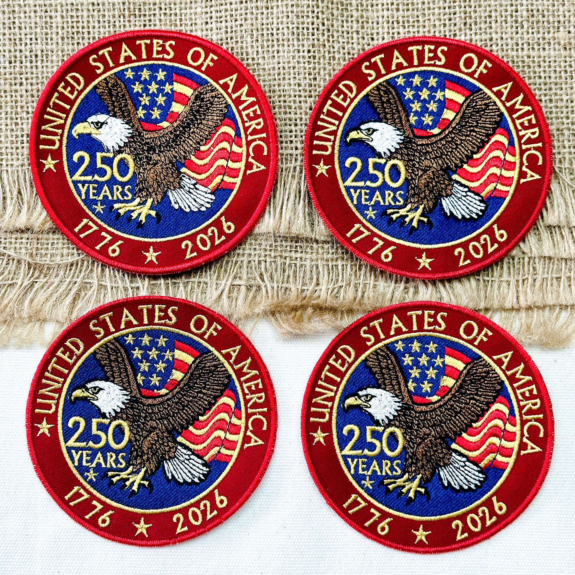 United States 250th Anniversary Eagle Patch – 1776–2026 Full Embroidered Patriotic Design