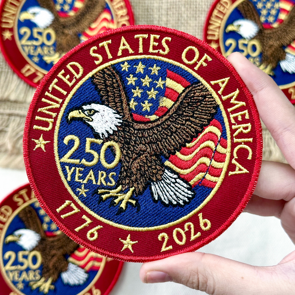 United States 250th Anniversary Eagle Patch – 1776–2026 Full Embroidered Patriotic Design