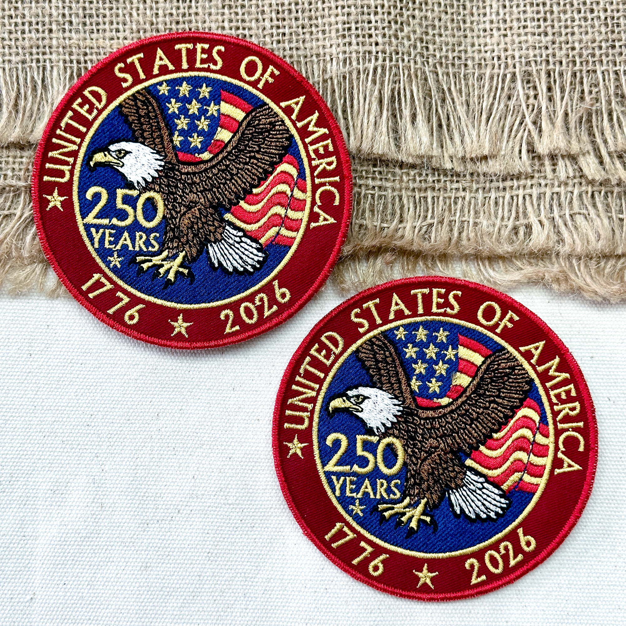 United States 250th Anniversary Eagle Patch – 1776–2026 Full Embroidered Patriotic Design