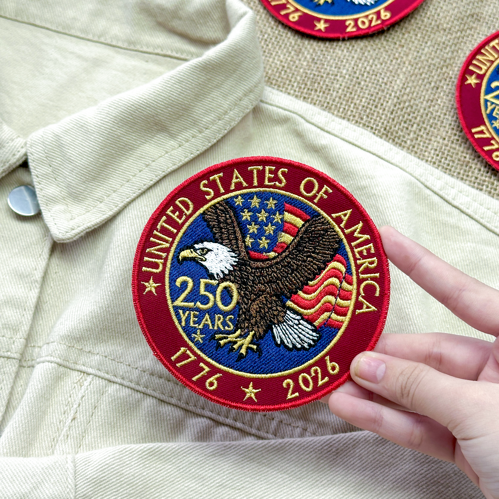 United States 250th Anniversary Eagle Patch – 1776–2026 Full Embroidered Patriotic Design
