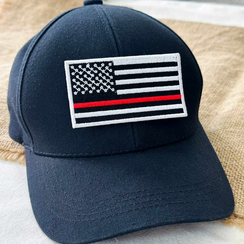 Thin Red Line Flag Patch, Firefighter American Flag Patch, Embroidered 250th Patch, USA Flag Patch for Hat, Vest