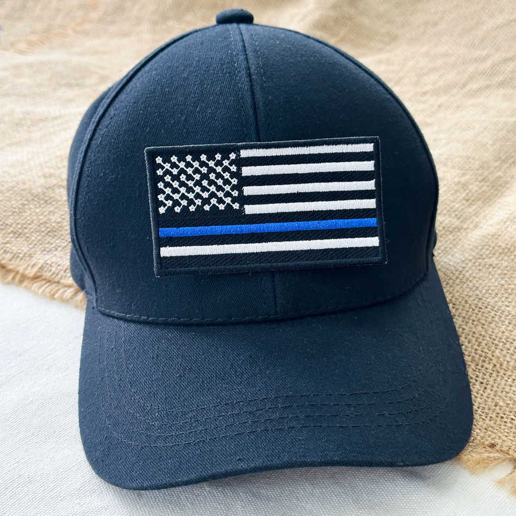 Thin Blue Line US Flag Patch, Embroidered Police Flag, 250th US Patch