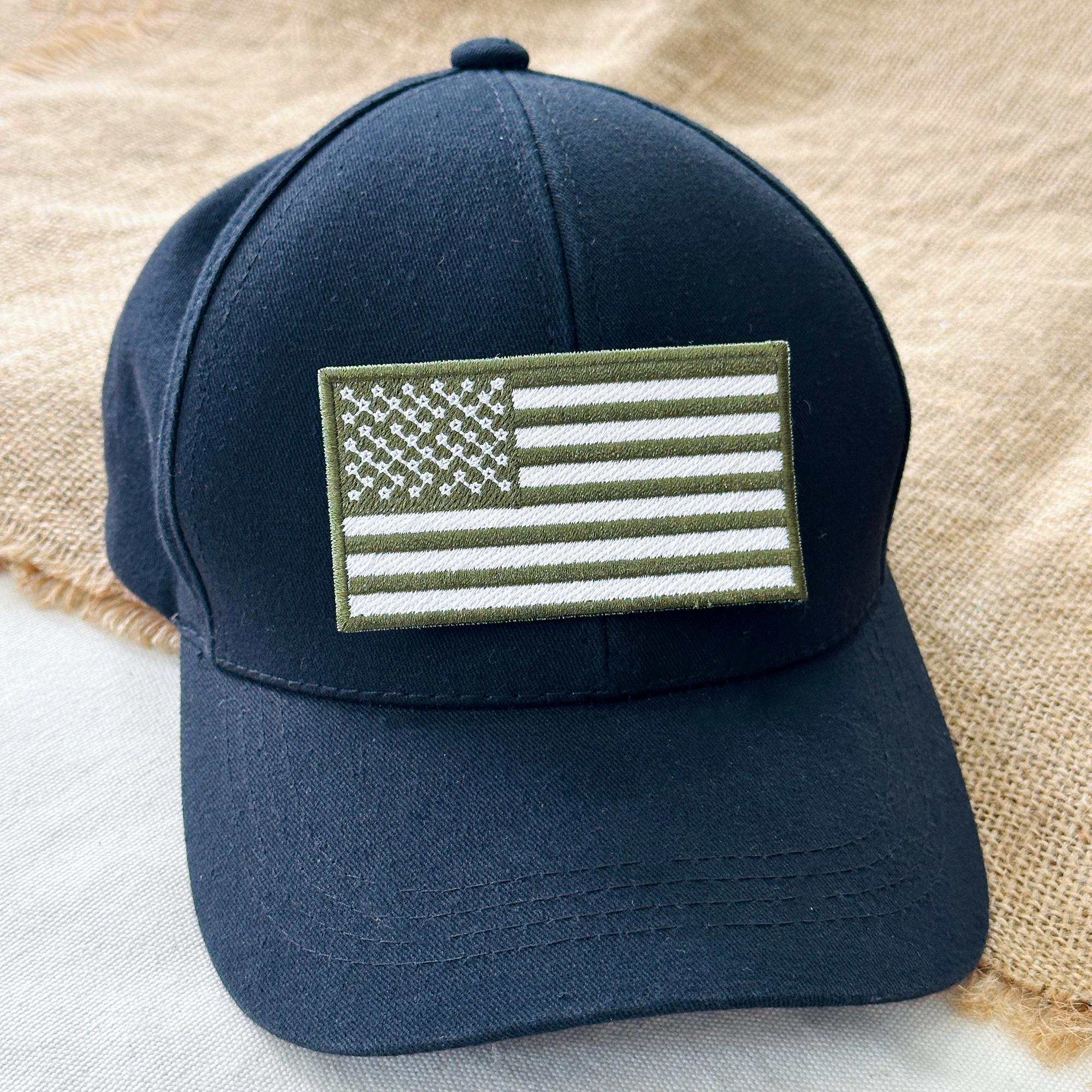 Laughing Lizards American Flag Tactical Patch, Olive Drab Green, Camo Military Patch, Tactical Army Ranger Patches for Hats, Bags & Equipment