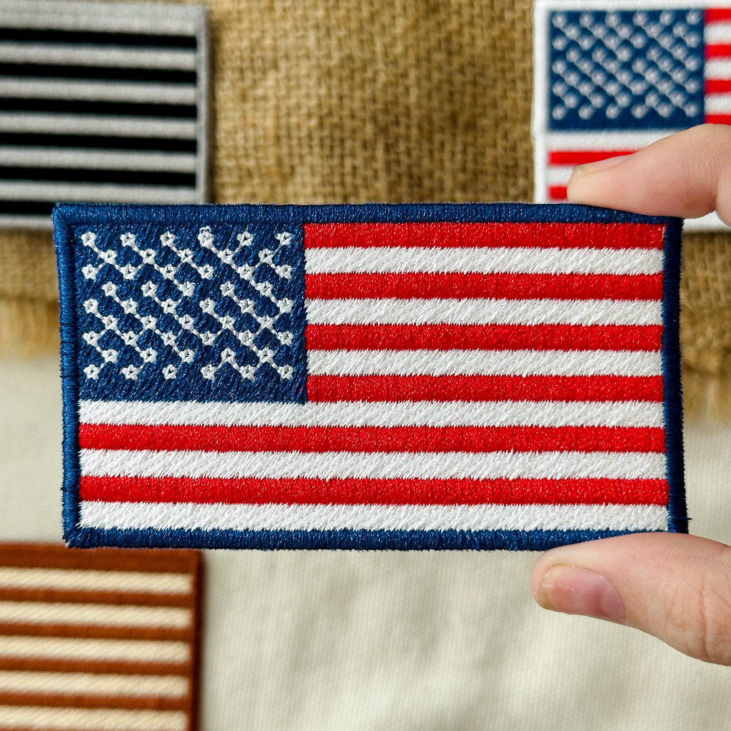 American Flag Embroidered, USA Hat Patch, Patriotic Gift, Iron On or Sew On