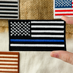 Thin Blue Line US Flag Patch, Embroidered Police Flag, 250th US Patch