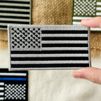 American Flag Patch USA Emblem Black & Gray Embroidered Iron On Applique for Backpacks, Military Gear, Uniform Shoulder, USA Flag Patch