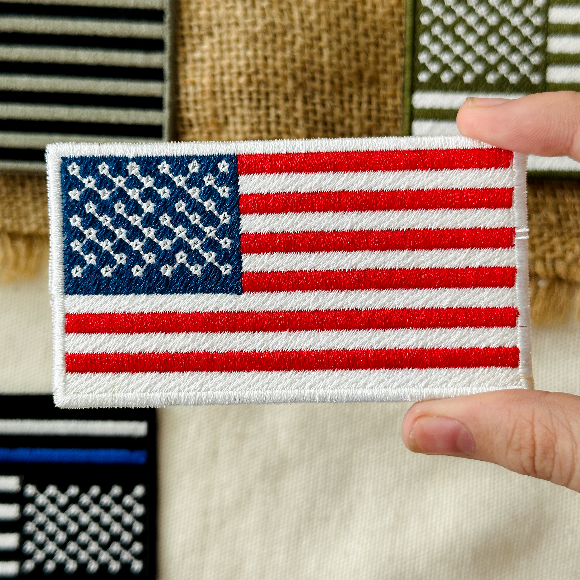 American USA US Flag Patch Iron-on Applique Shoulder Uniform Vest Jacket, Travel, Military Veteran Explorer