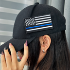 Thin Blue Line US Flag Patch, Embroidered Police Flag, 250th US Patch