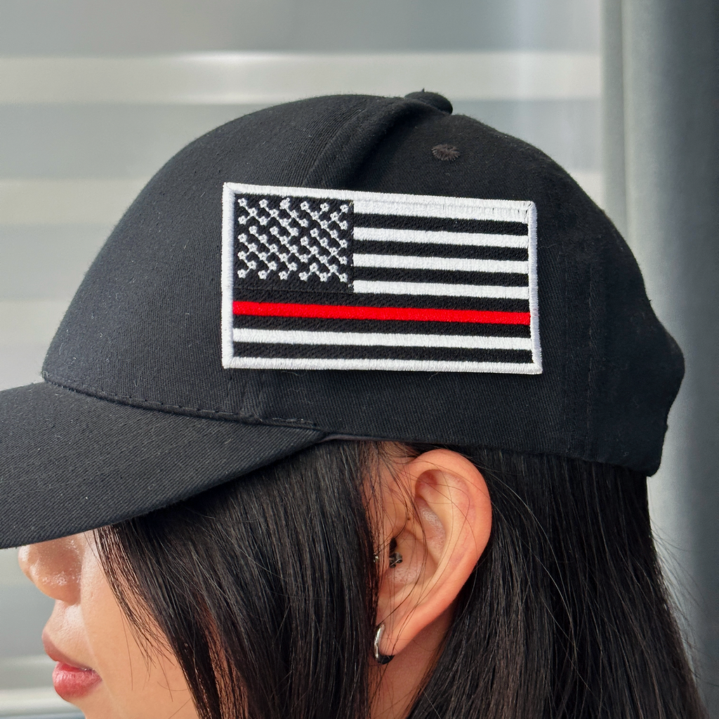 Thin Red Line Flag Patch, Firefighter American Flag Patch, Embroidered 250th Patch, USA Flag Patch for Hat, Vest