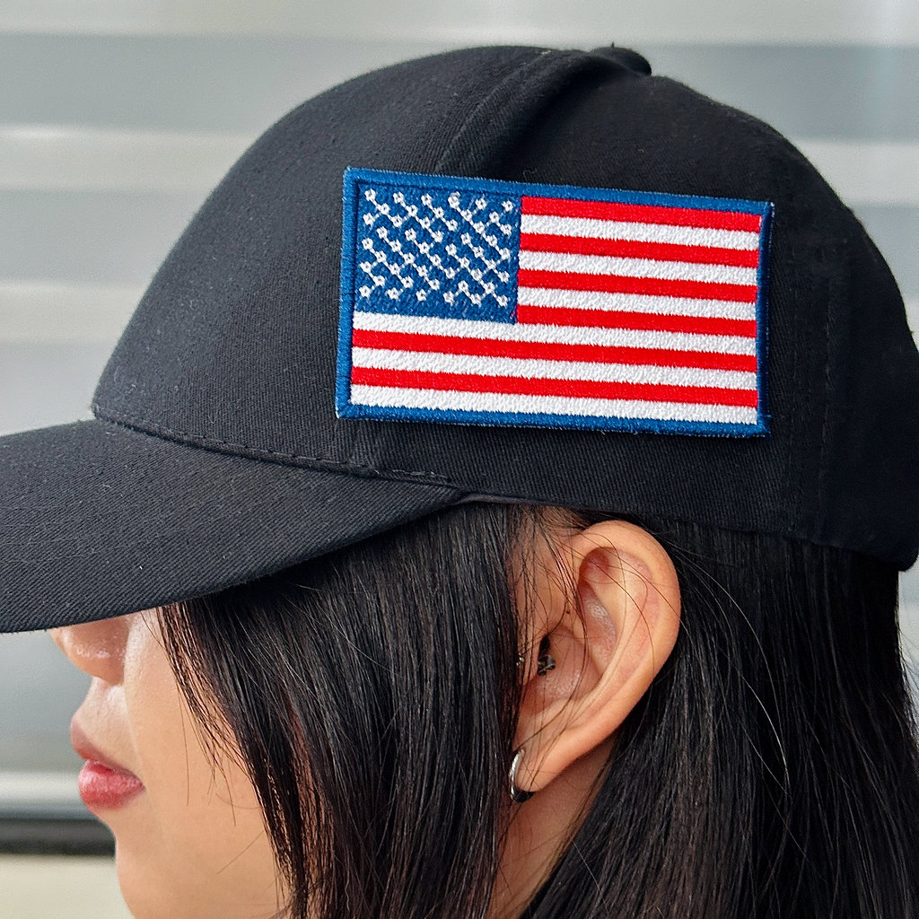 American Flag Embroidered, USA Hat Patch, Patriotic Gift, Iron On or Sew On