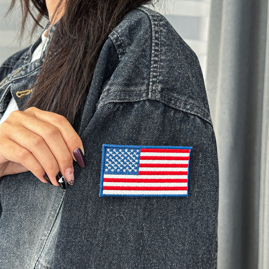 American Flag Embroidered, USA Hat Patch, Patriotic Gift, Iron On or Sew On