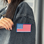 American Flag Embroidered, USA Hat Patch, Patriotic Gift, Iron On or Sew On