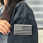 American Flag Patch USA Emblem Black & Gray Embroidered Iron On Applique for Backpacks, Military Gear, Uniform Shoulder, USA Flag Patch