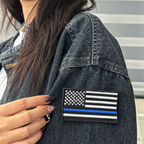 Thin Blue Line US Flag Patch, Embroidered Police Flag, 250th US Patch