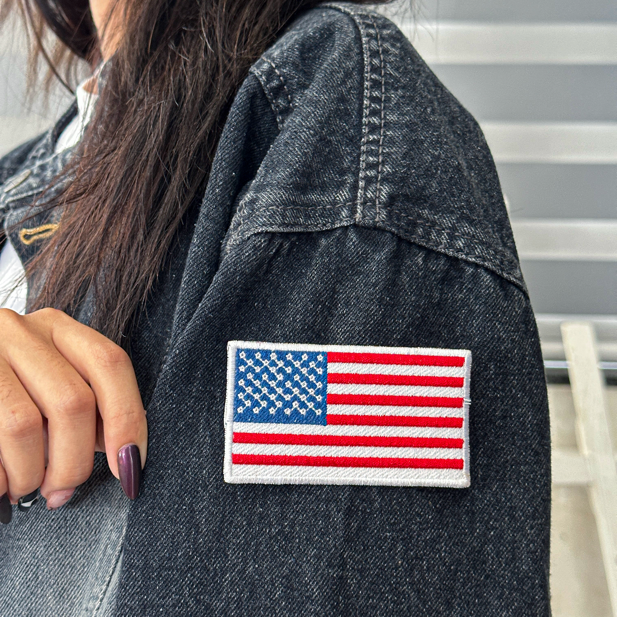 American USA US Flag Patch Iron-on Applique Shoulder Uniform Vest Jacket, Travel, Military Veteran Explorer