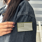 Laughing Lizards American Flag Tactical Patch, Olive Drab Green, Camo Military Patch, Tactical Army Ranger Patches for Hats, Bags & Equipment