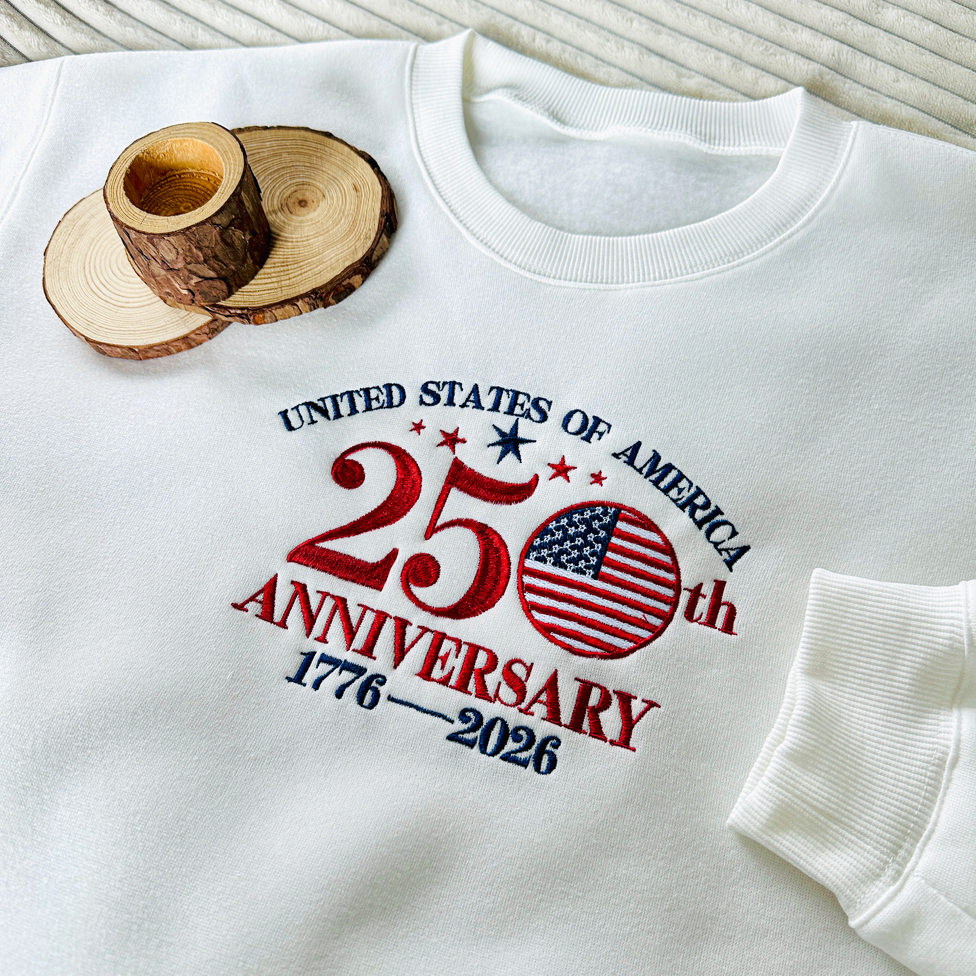 Vintage 250th Anniversary 1776-2026 Embroidered Sweatshirt
