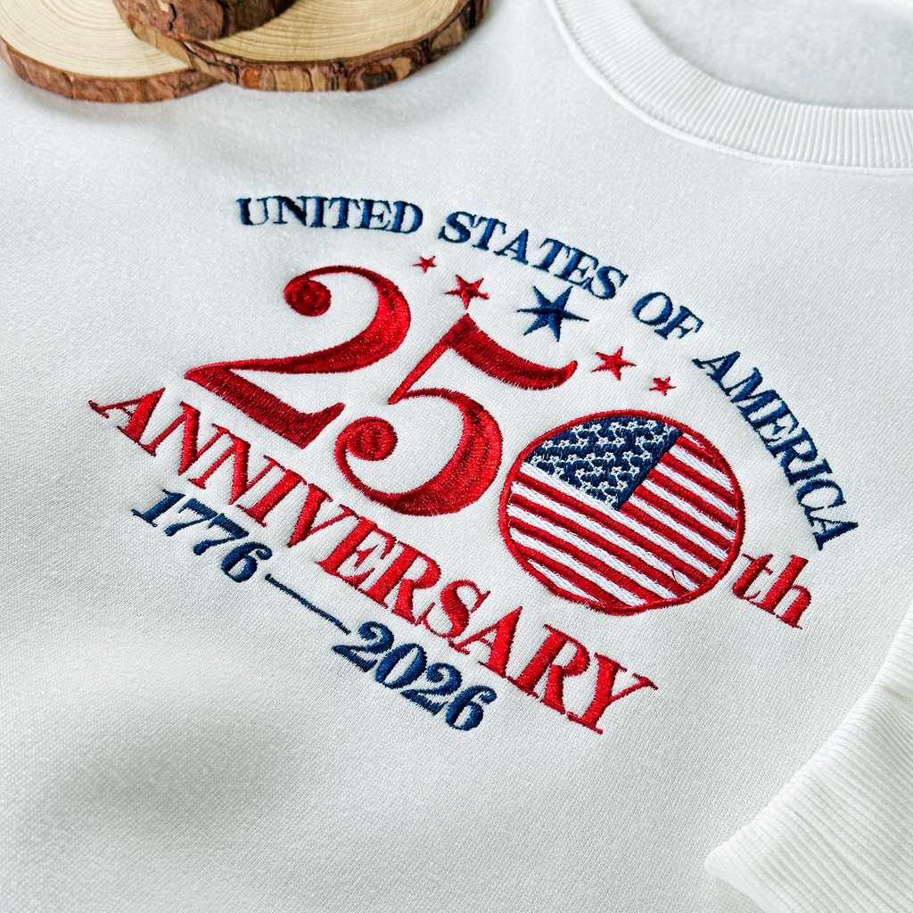 Vintage 250th Anniversary 1776-2026 Embroidered Sweatshirt