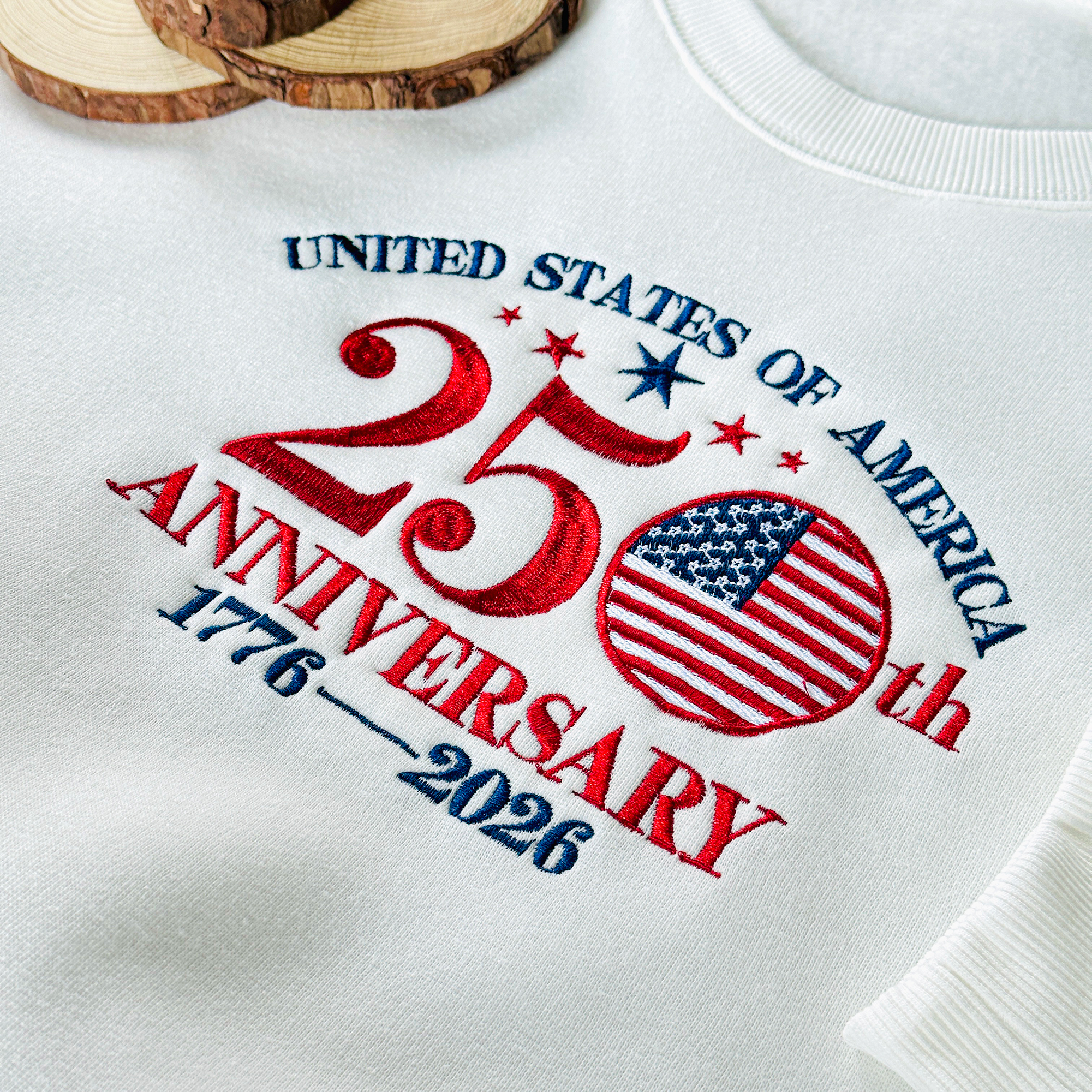 Vintage 250th Anniversary 1776-2026 Embroidered Sweatshirt