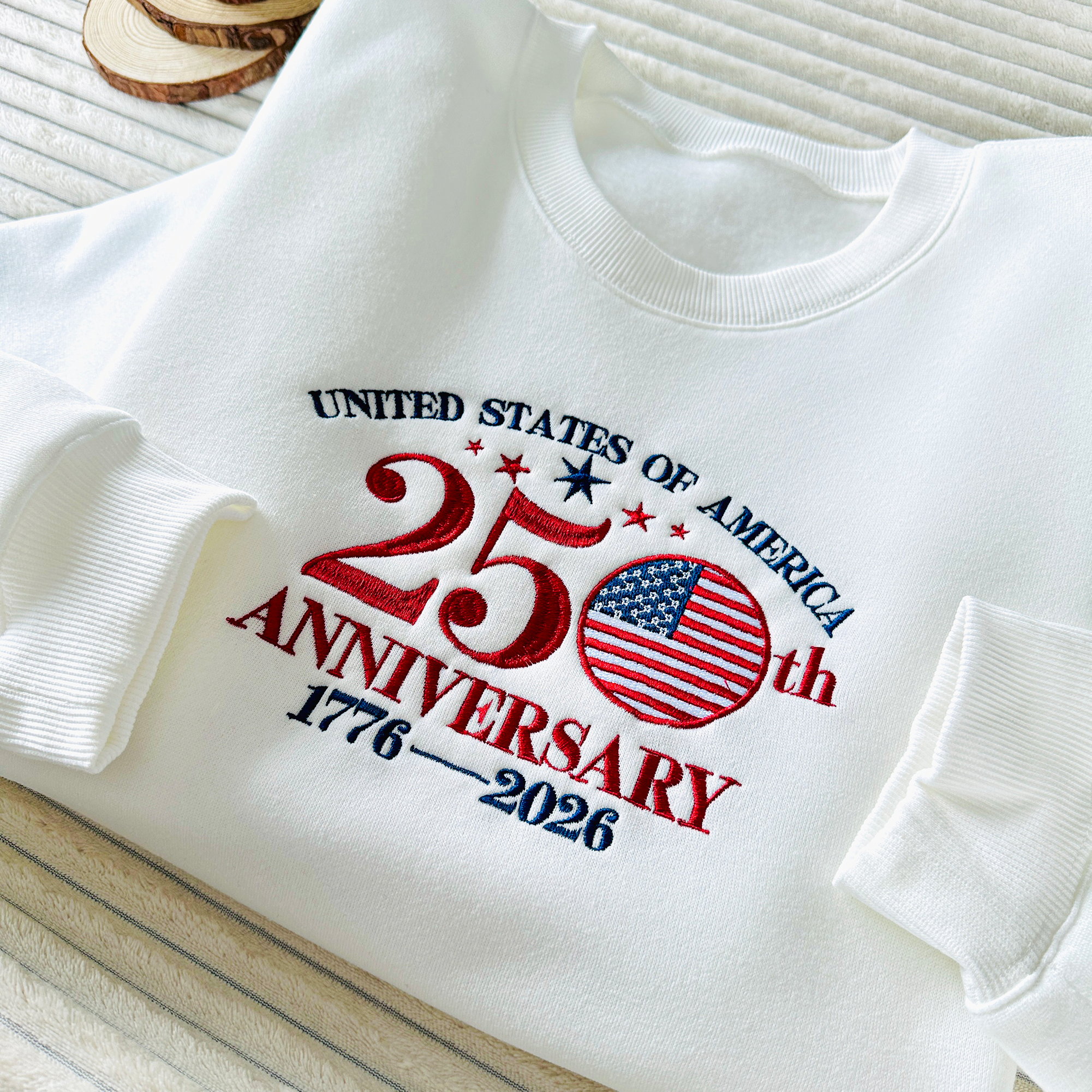 Vintage 250th Anniversary 1776-2026 Embroidered Sweatshirt