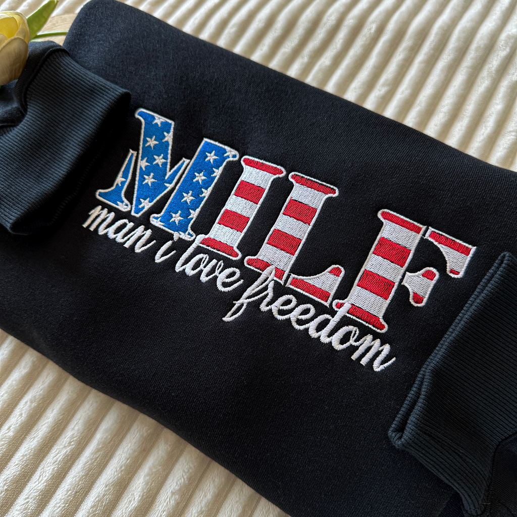 I Love Freedom Embroidered Crewneck Sweatshirt
