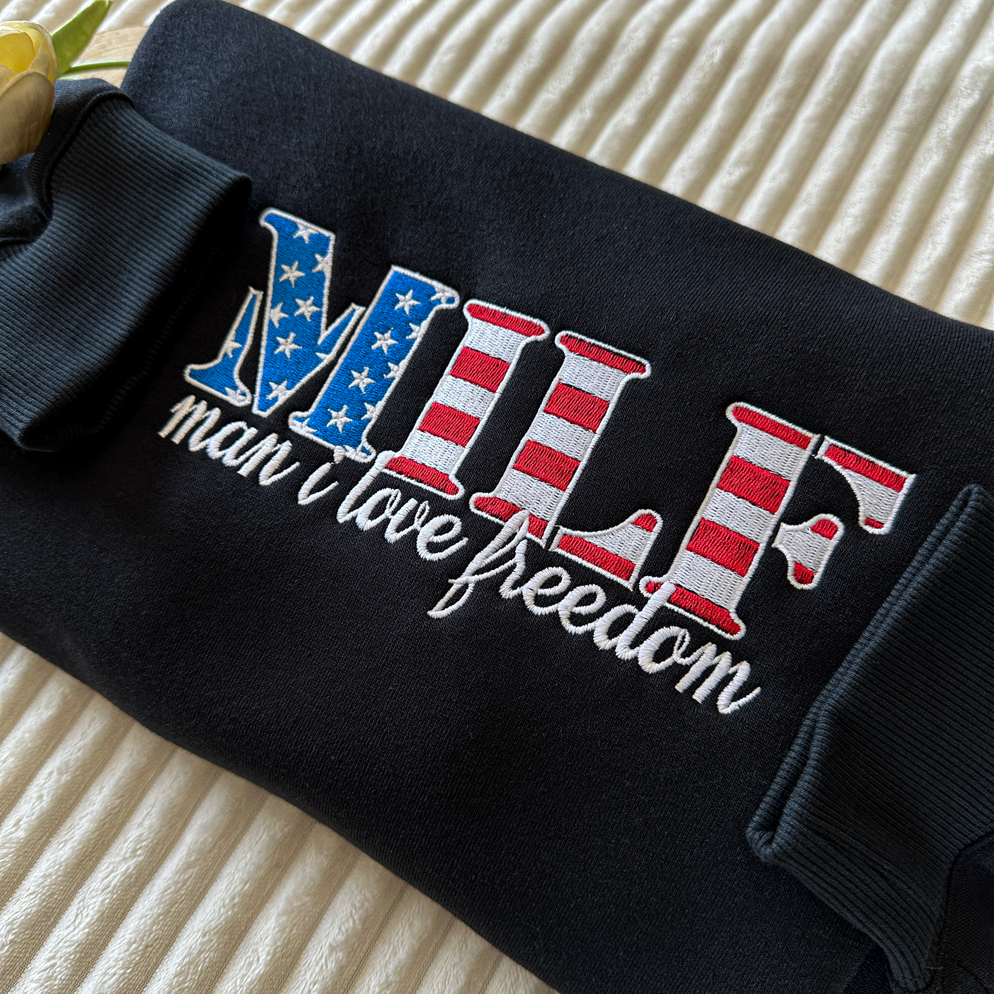 I Love Freedom Embroidered Crewneck Sweatshirt