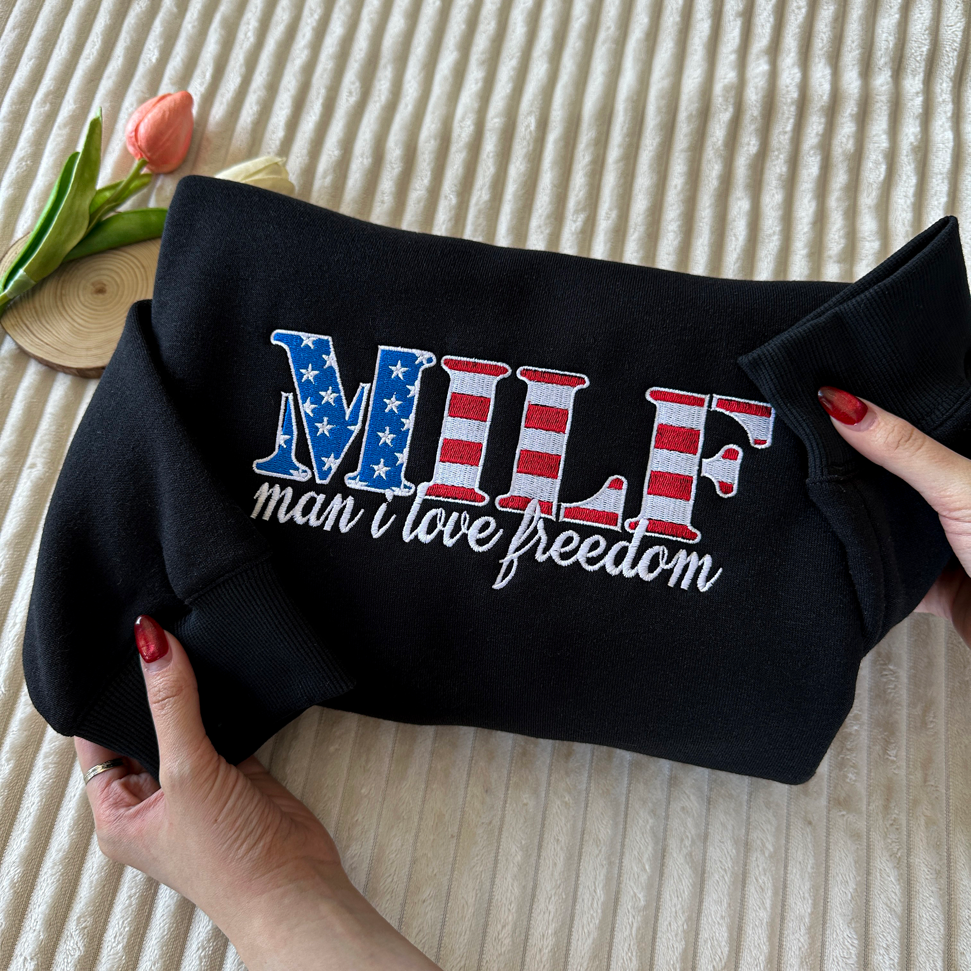 I Love Freedom Embroidered Crewneck Sweatshirt