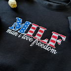 I Love Freedom Embroidered Crewneck Sweatshirt