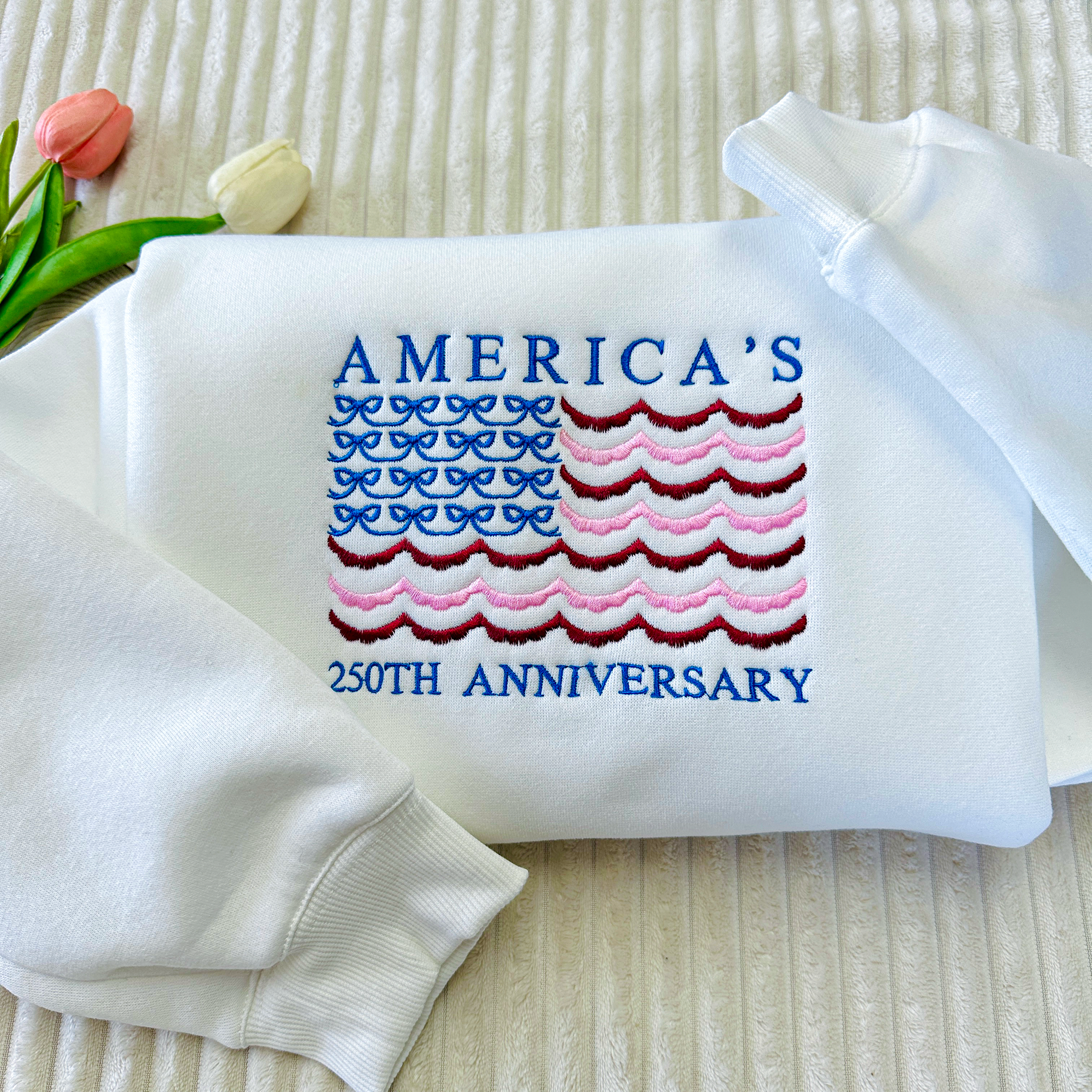 America 1776-2026 Embroidered Patriotic Sweatshirt