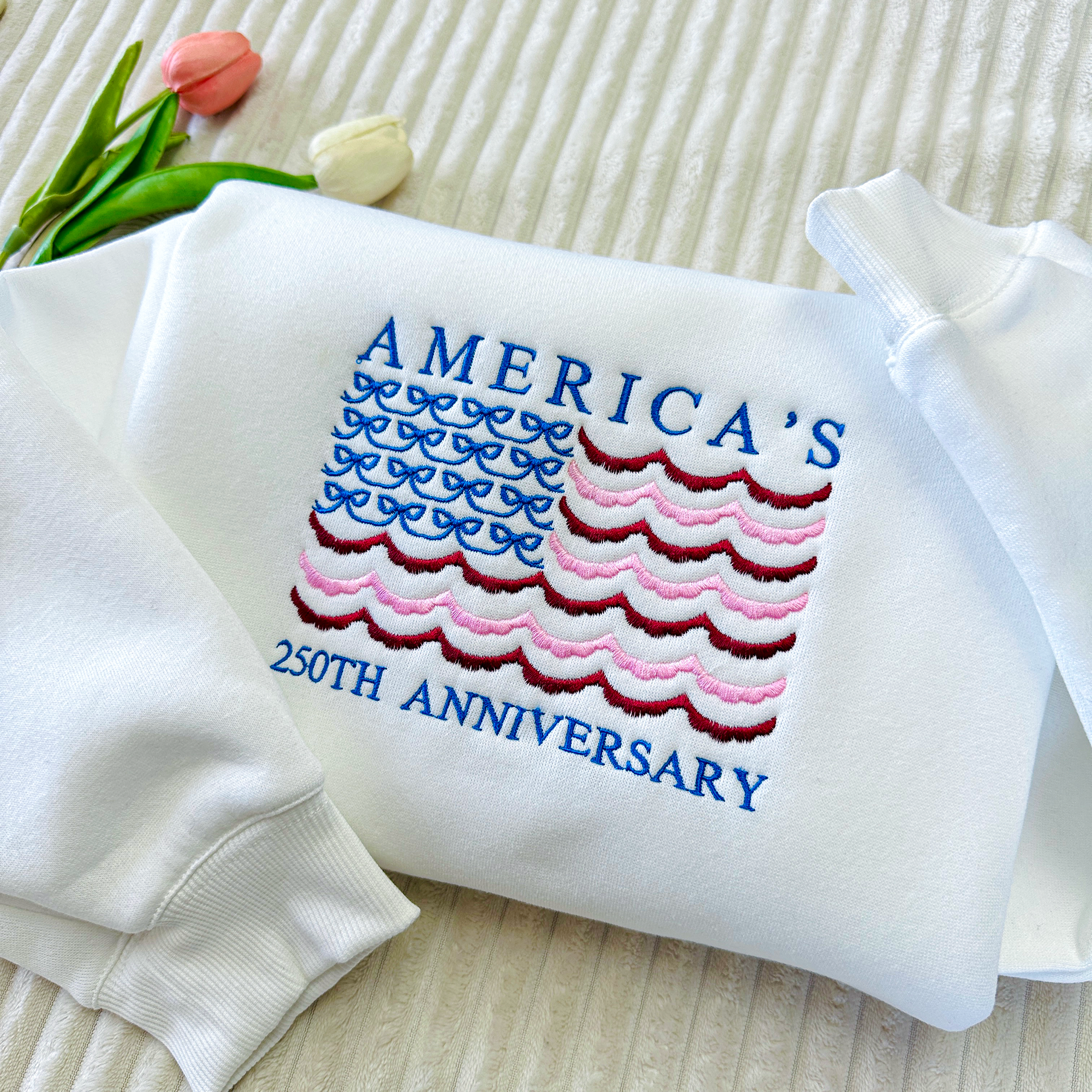 America 1776-2026 Embroidered Patriotic Sweatshirt