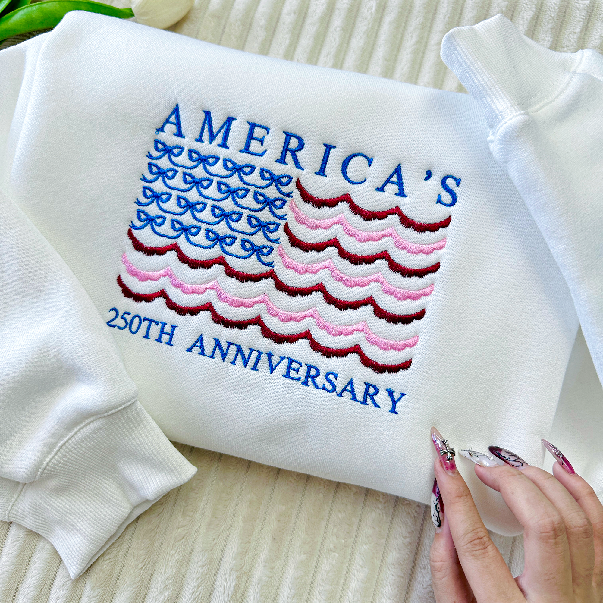 America 1776-2026 Embroidered Patriotic Sweatshirt