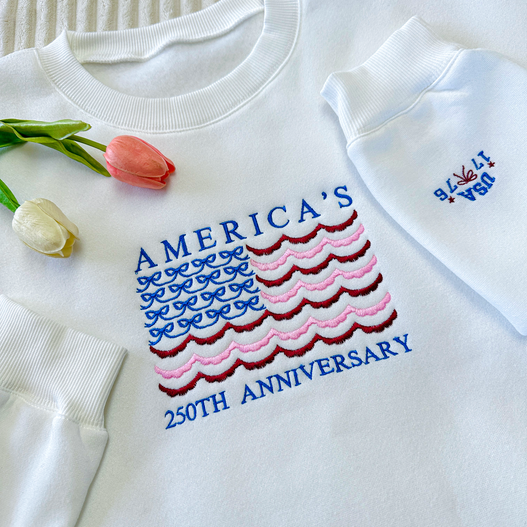 America 1776-2026 Embroidered Patriotic Sweatshirt