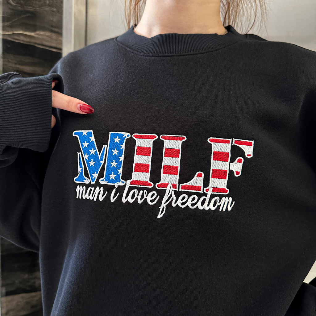 I Love Freedom Embroidered Crewneck Sweatshirt
