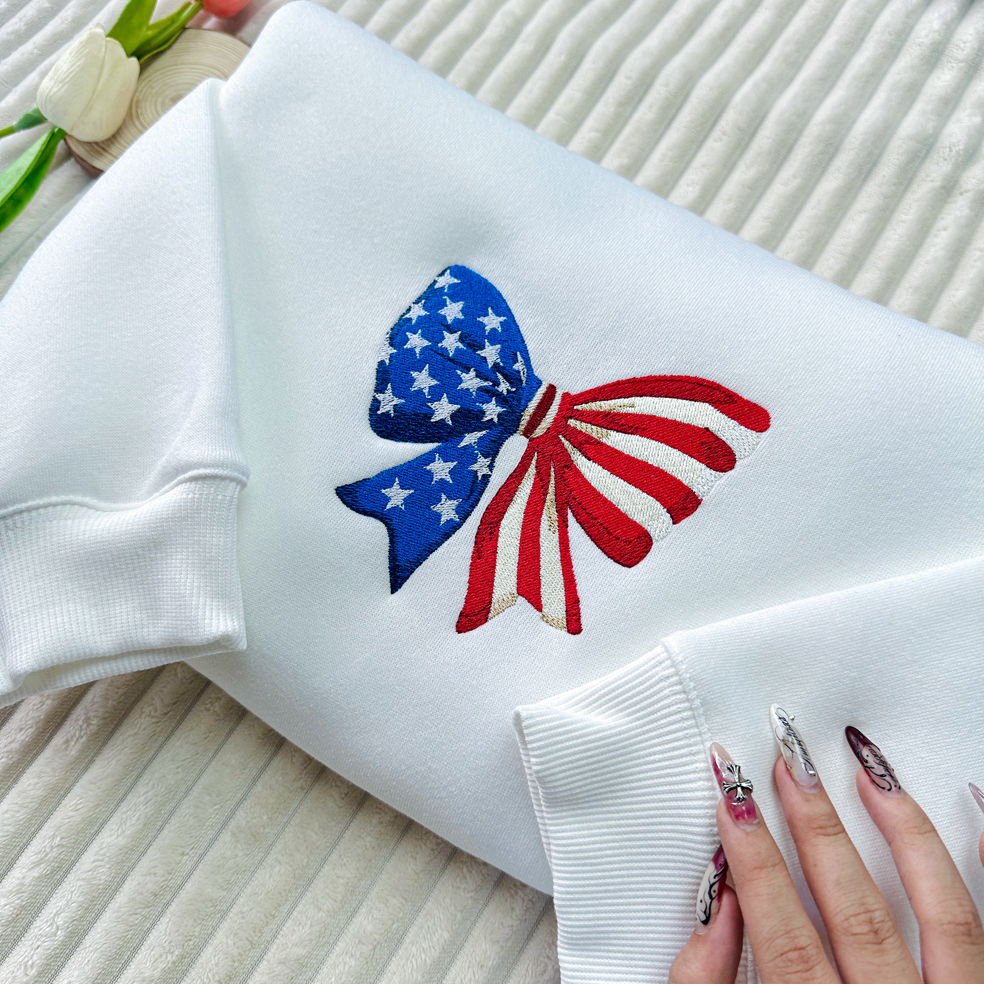 American Freedom Bow Embroidered Sweatshirt