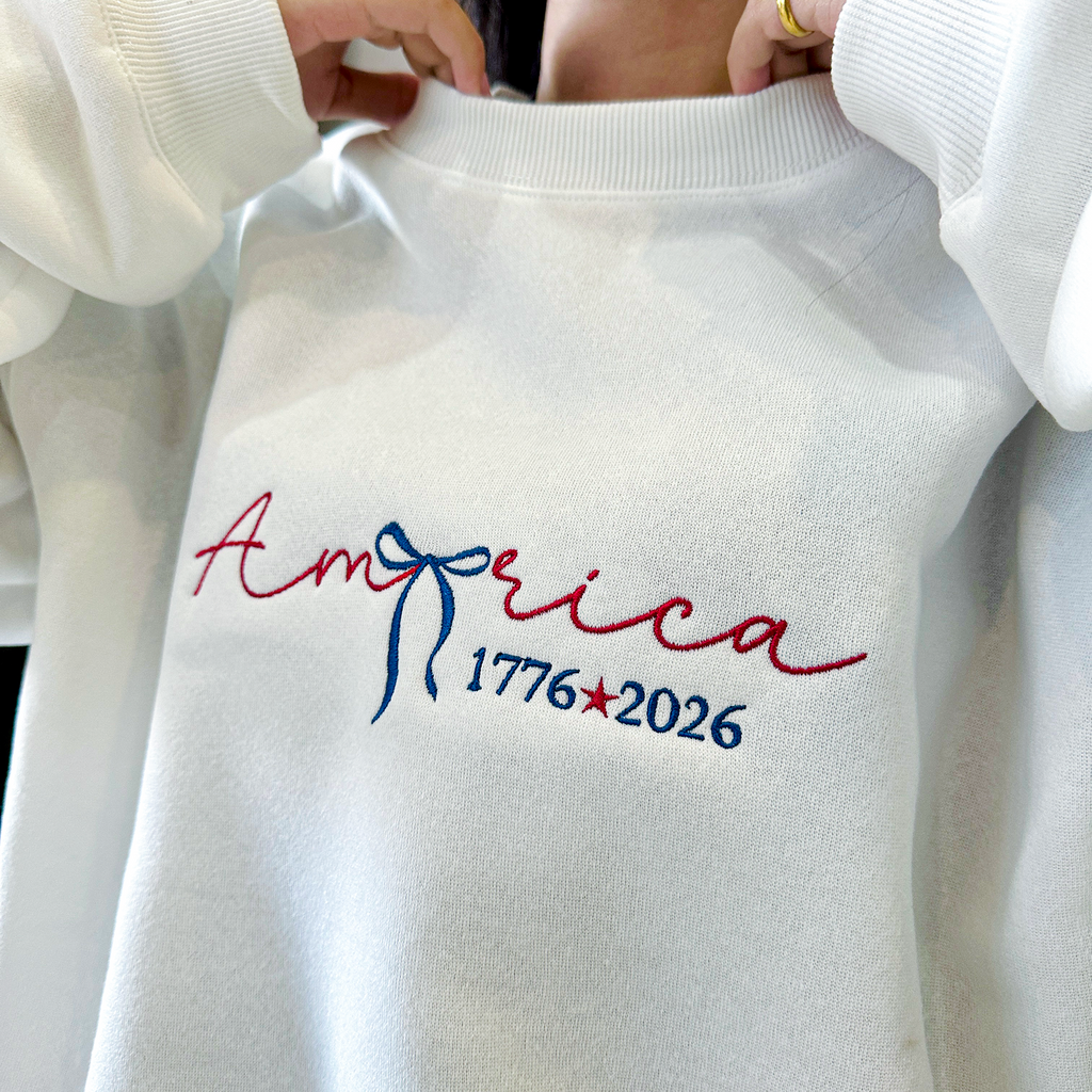 America 1776 - 2026 Patriotic Embroidered Sweatshirt