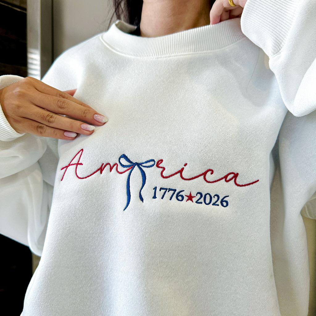 America 1776 - 2026 Patriotic Embroidered Sweatshirt