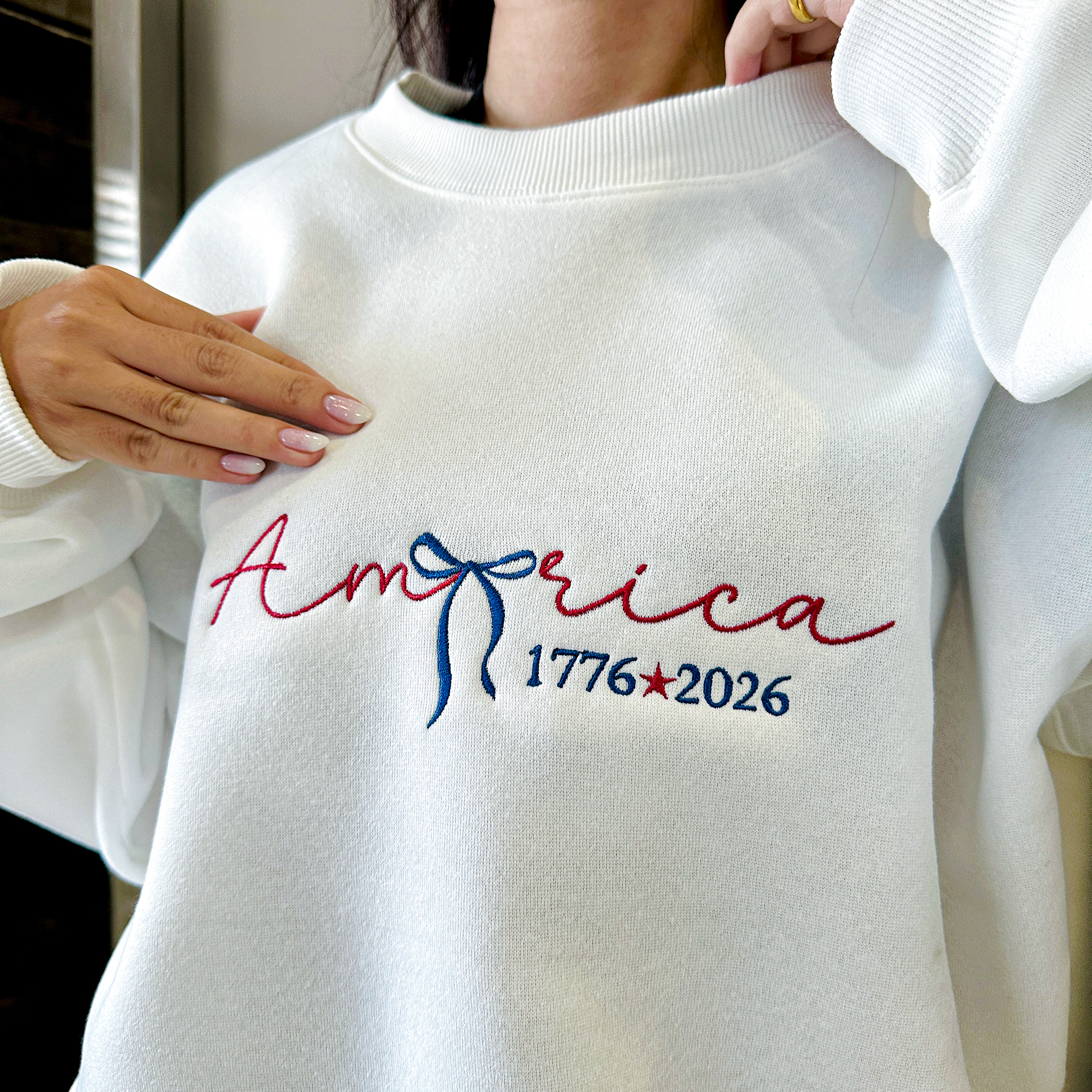 America 1776 - 2026 Patriotic Embroidered Sweatshirt