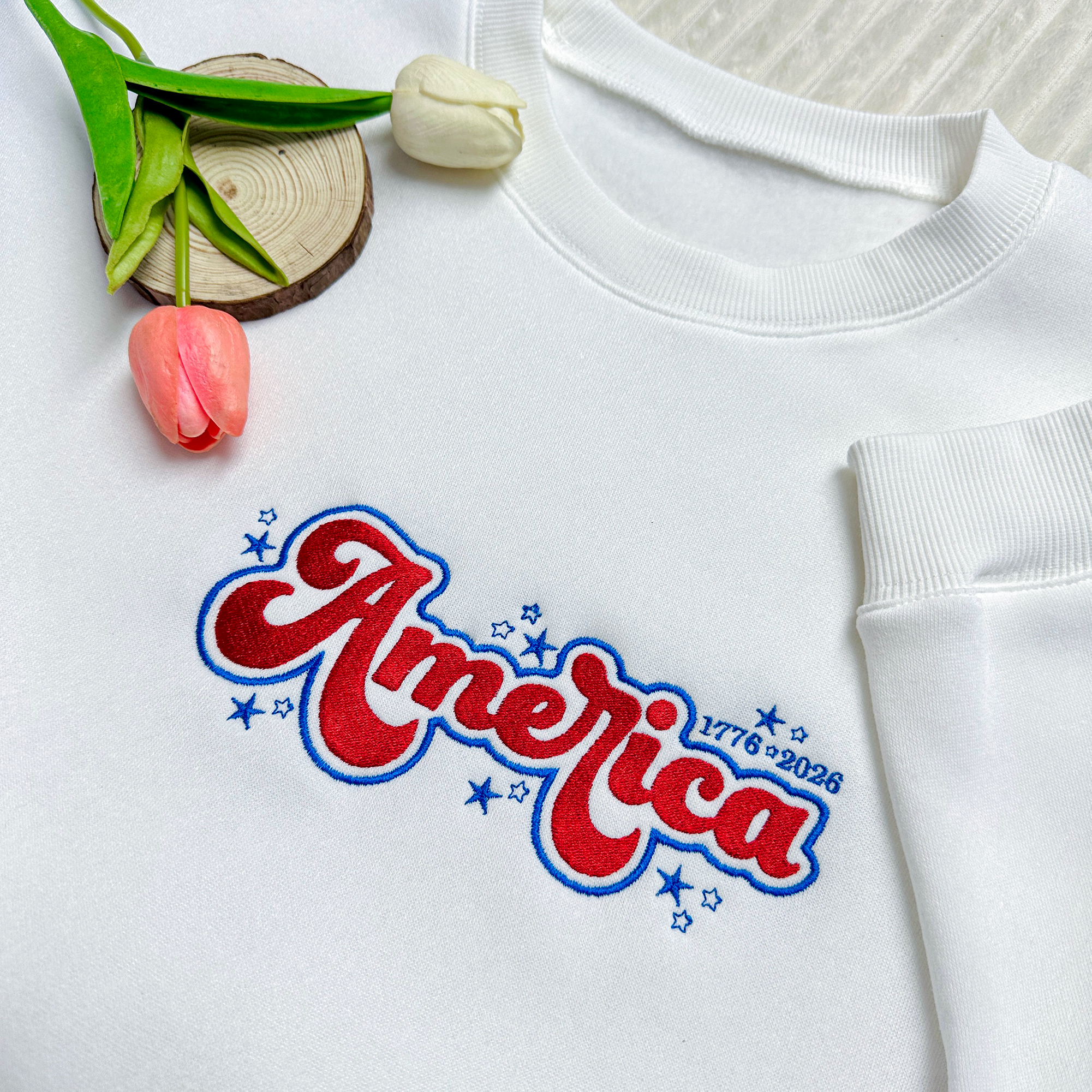 Classic America Patriotic 250 Years Embroidered Sweatshirt