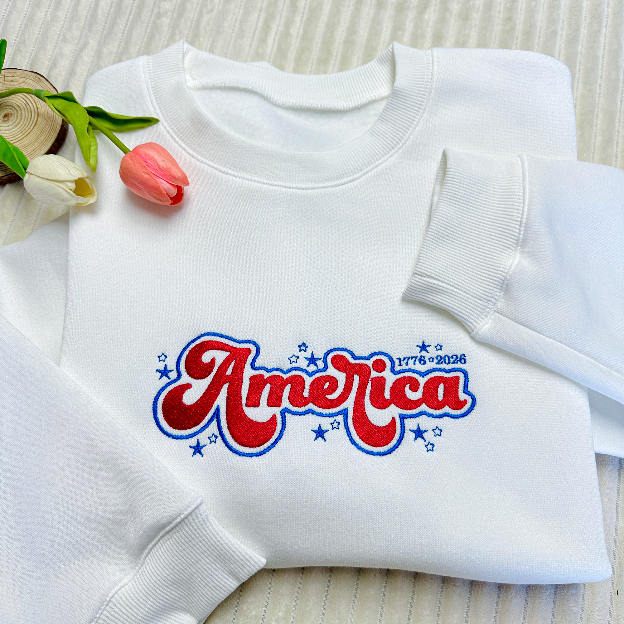 Classic America Patriotic 250 Years Embroidered Sweatshirt