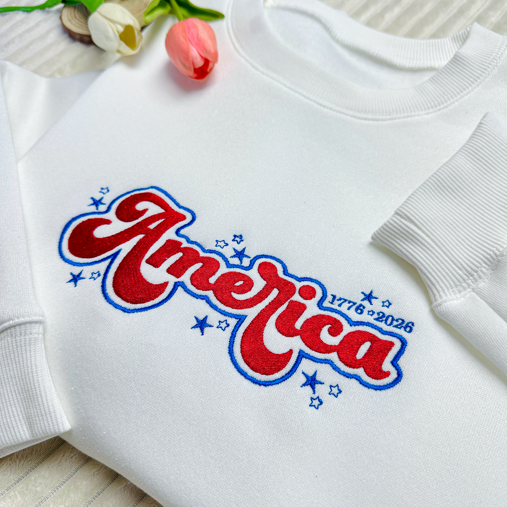 Classic America Patriotic 250 Years Embroidered Sweatshirt