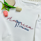 America 1776 - 2026 Patriotic Embroidered Sweatshirt