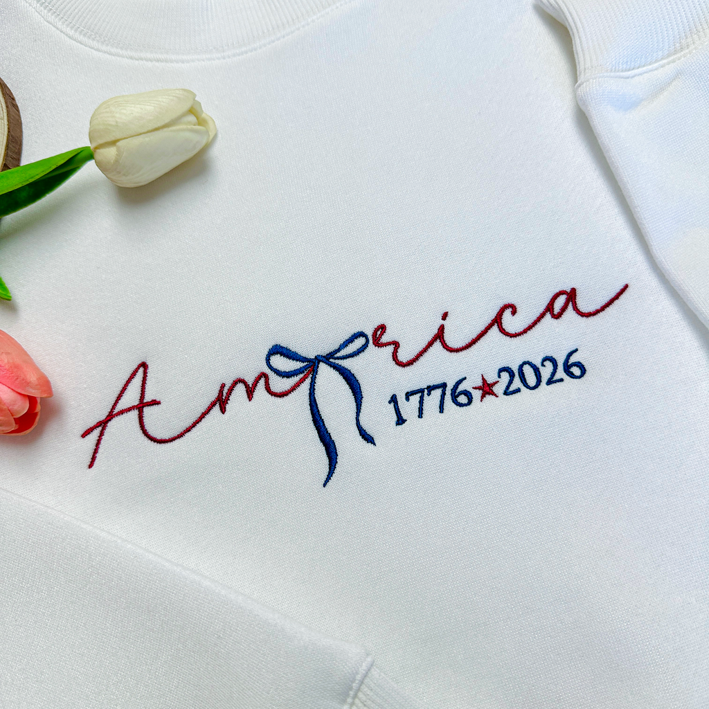 America 1776 - 2026 Patriotic Embroidered Sweatshirt