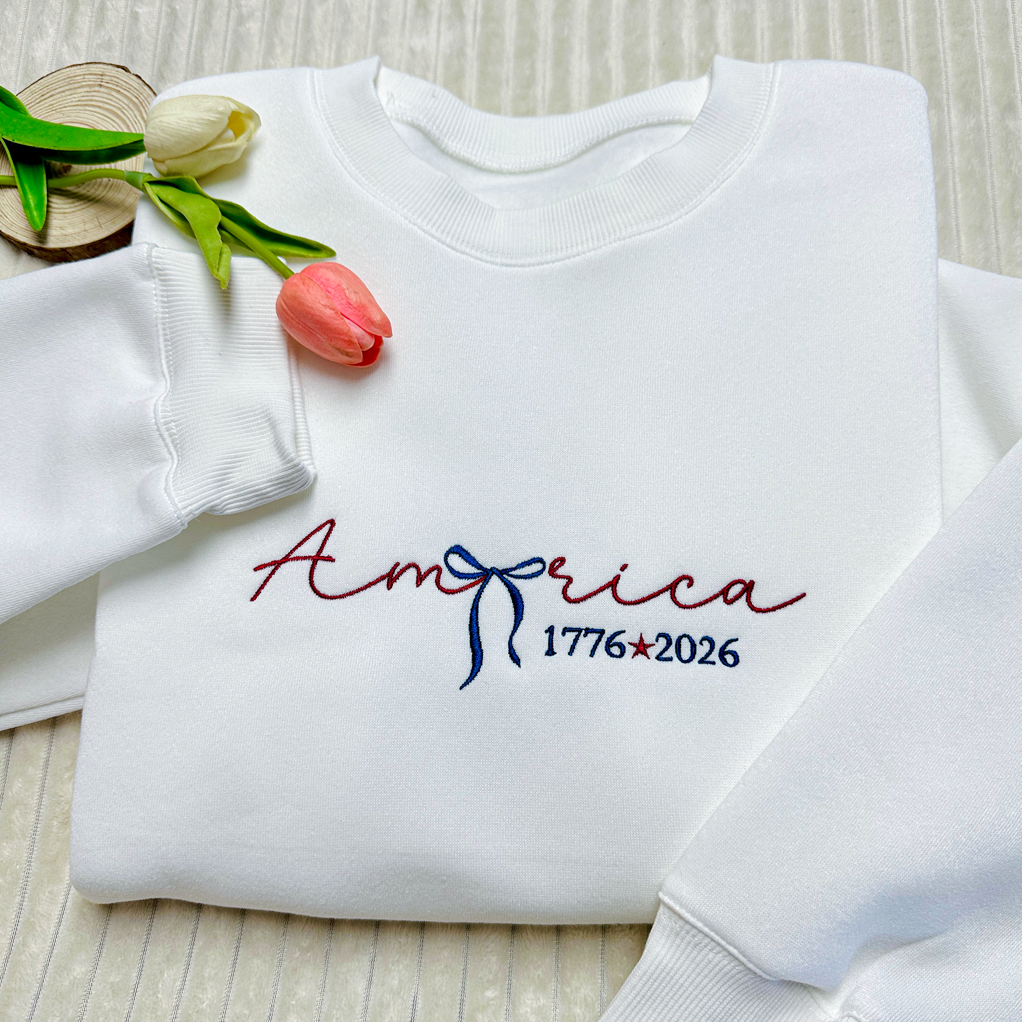 America 1776 - 2026 Patriotic Embroidered Sweatshirt