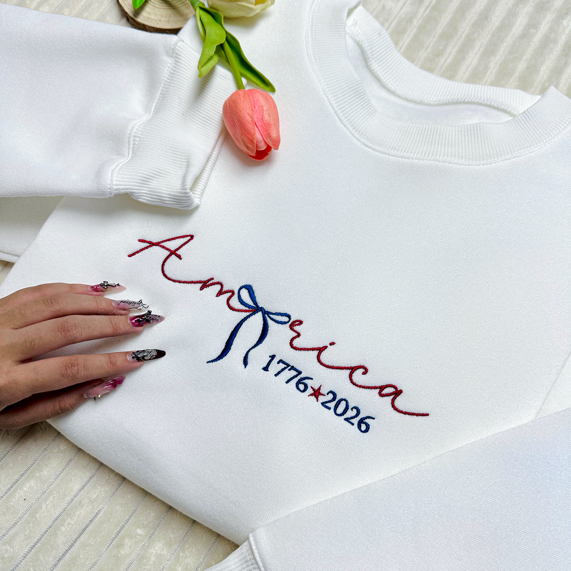 America 1776 - 2026 Patriotic Embroidered Sweatshirt