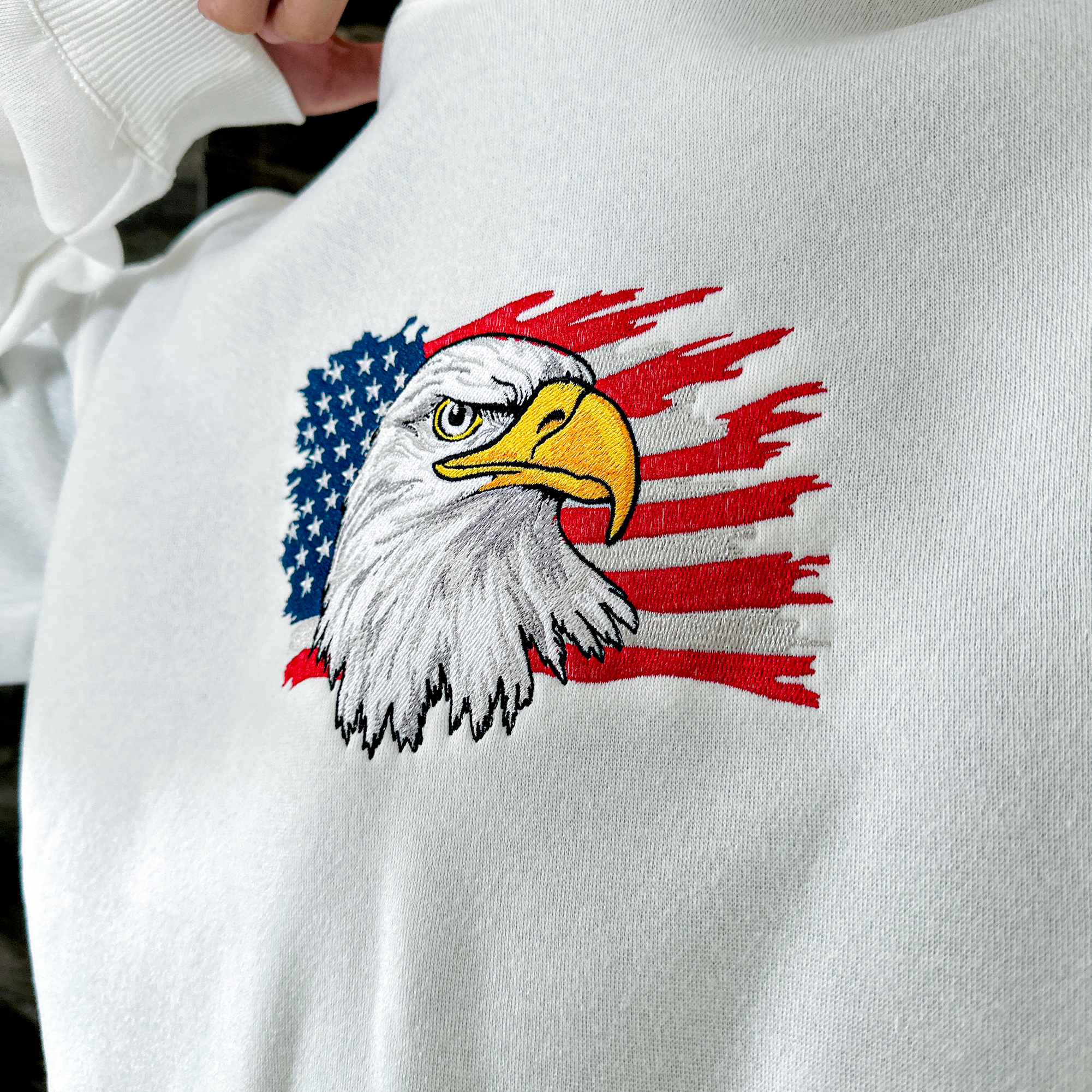 Patriotic Eagle America Embroidered Sweatshirt