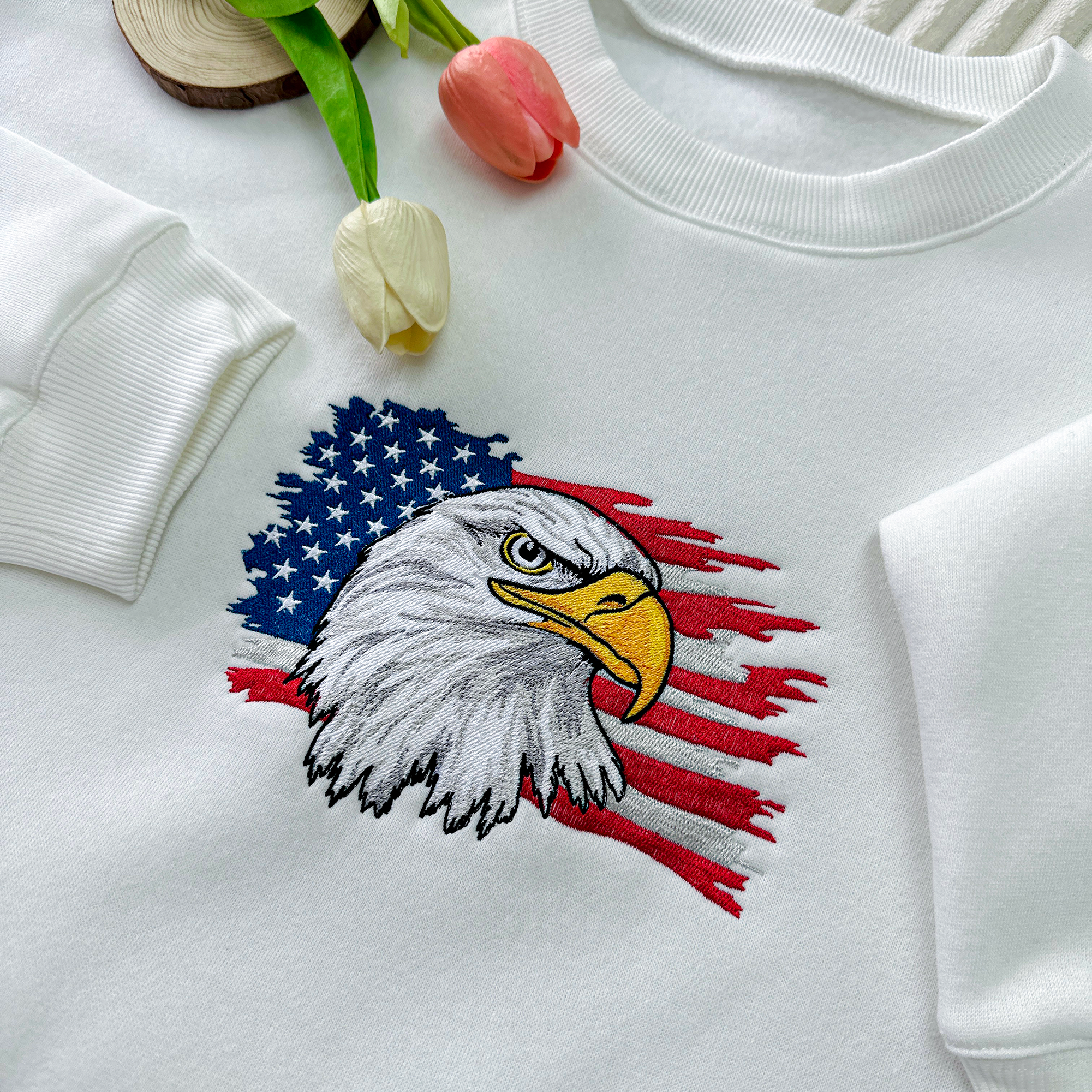 Patriotic Eagle America Embroidered Sweatshirt