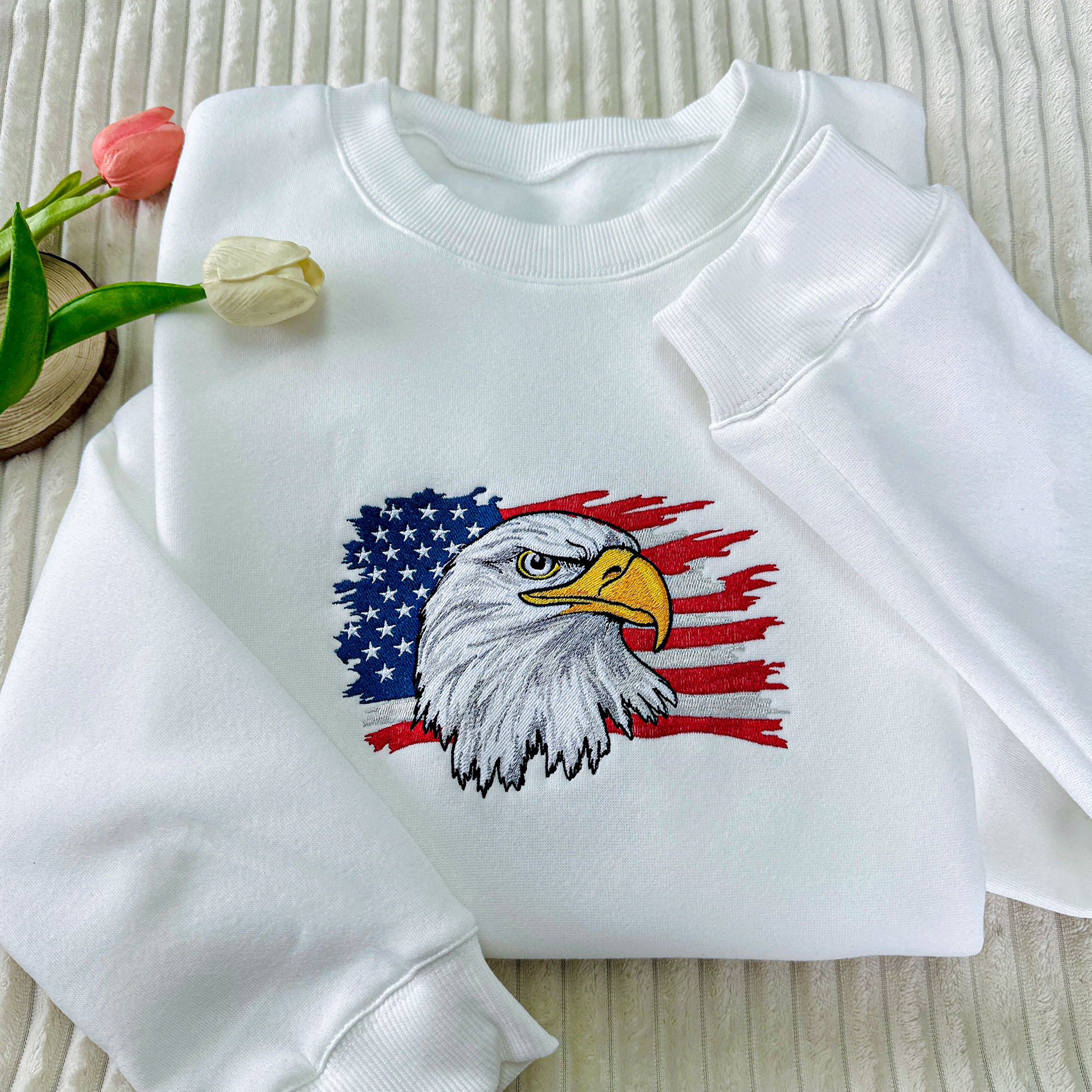 Patriotic Eagle America Embroidered Sweatshirt
